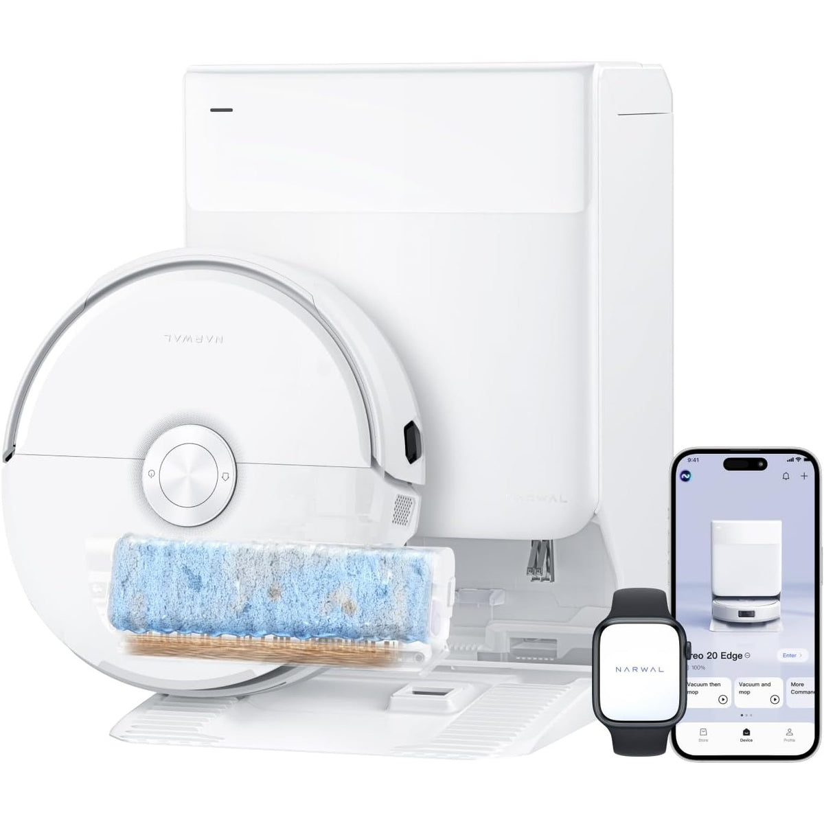 NARWAL Freo 20 Edge Robot Vacuum Mop 31000Pa Self Emptying White