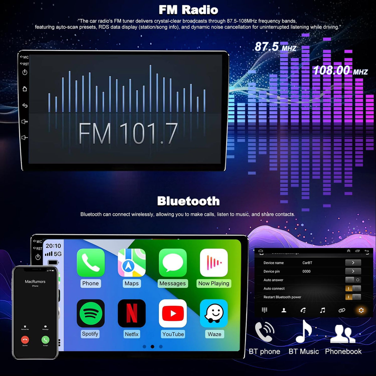 10in 4+64G Android Radio Ford F150 04-08 F250 F350 08-16 CarPlay GPS