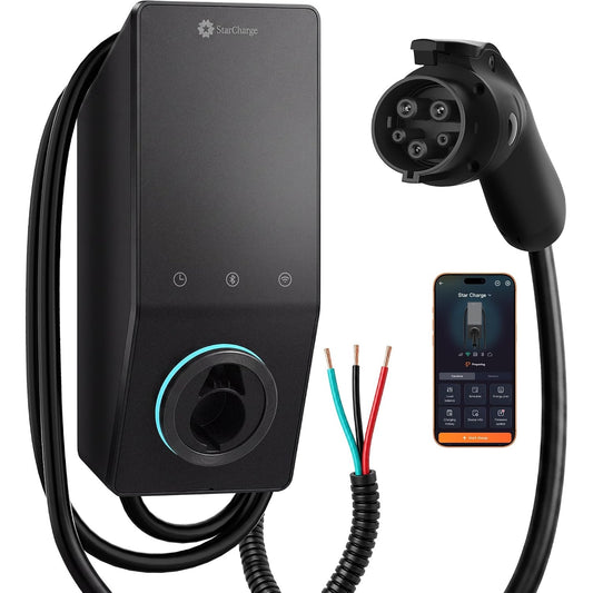 StarCharge 50A 12kW Level 2 EV Charger J1772 Hardwired 25ft WiFi Alexa