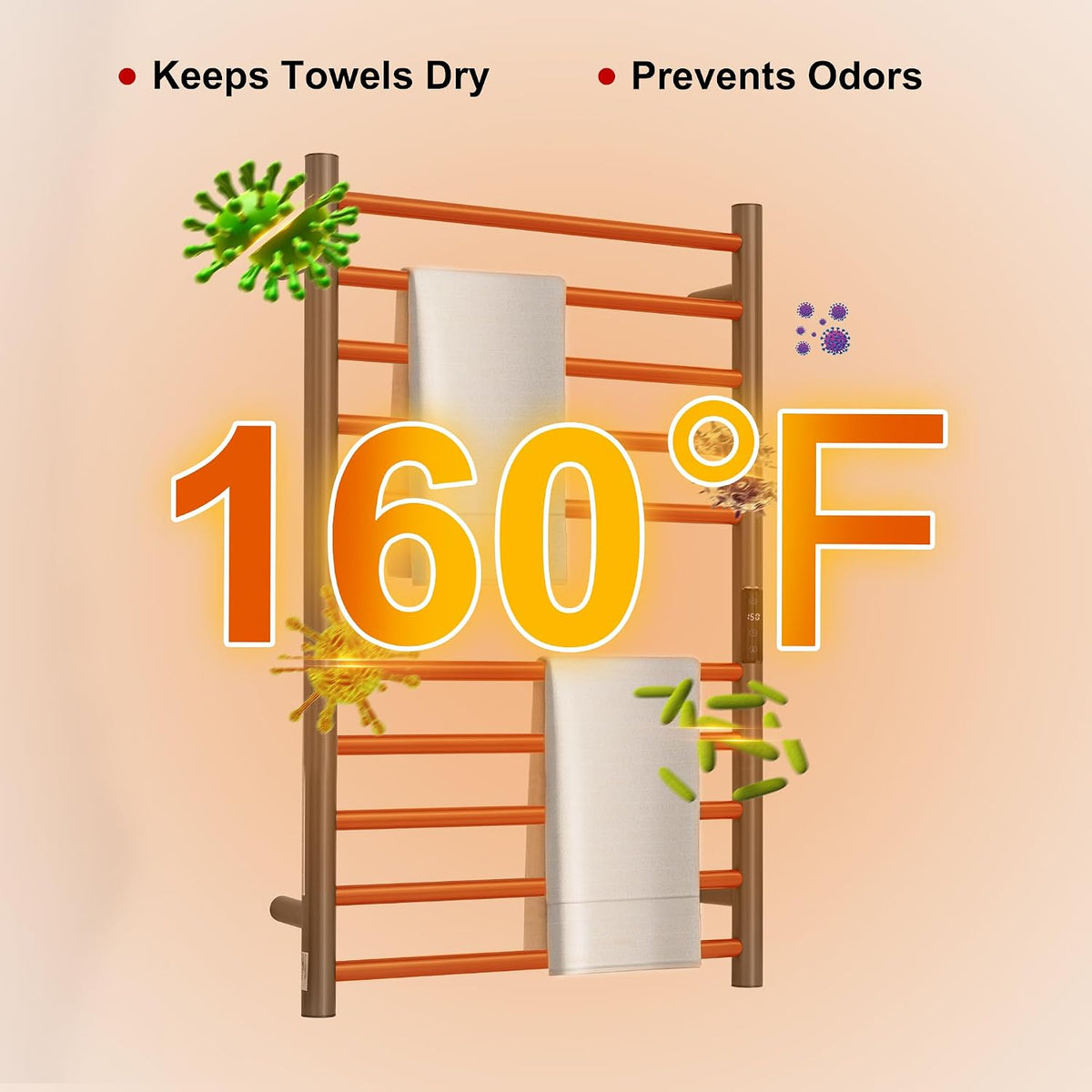 BLARALA Smart Towel Warmer 10 Bar Alexa Google TUYA Wall Mount Gunmetal
