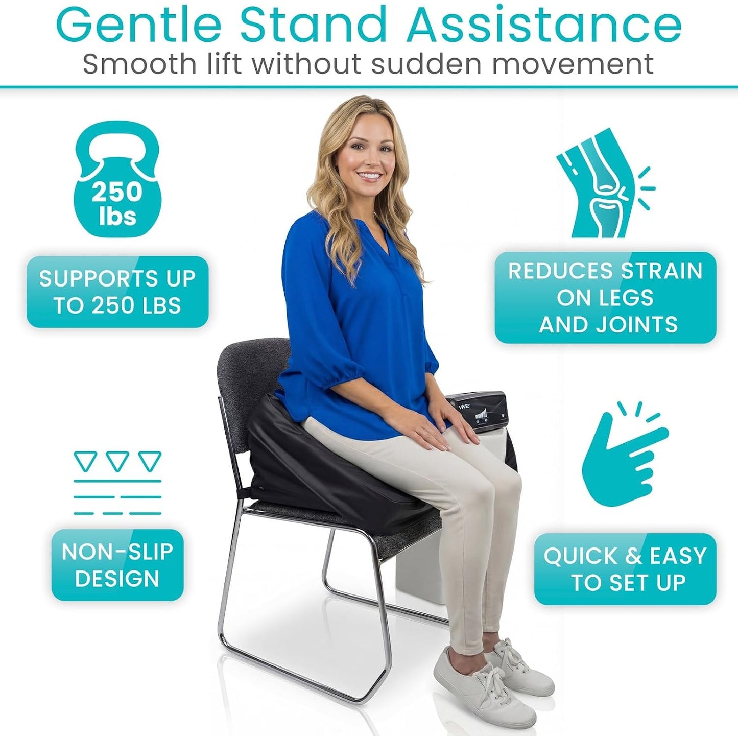 Vive Inflatable Seat Assist Lifting Cushion Remote 220 lb Stand Up Chair Sofa
