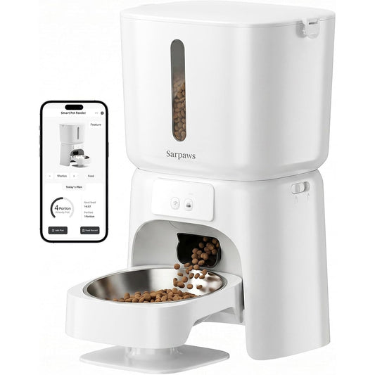 Automatic Cat Dog Feeder 6L WiFi Smart Pet Food Dispenser App Stainless Bowl