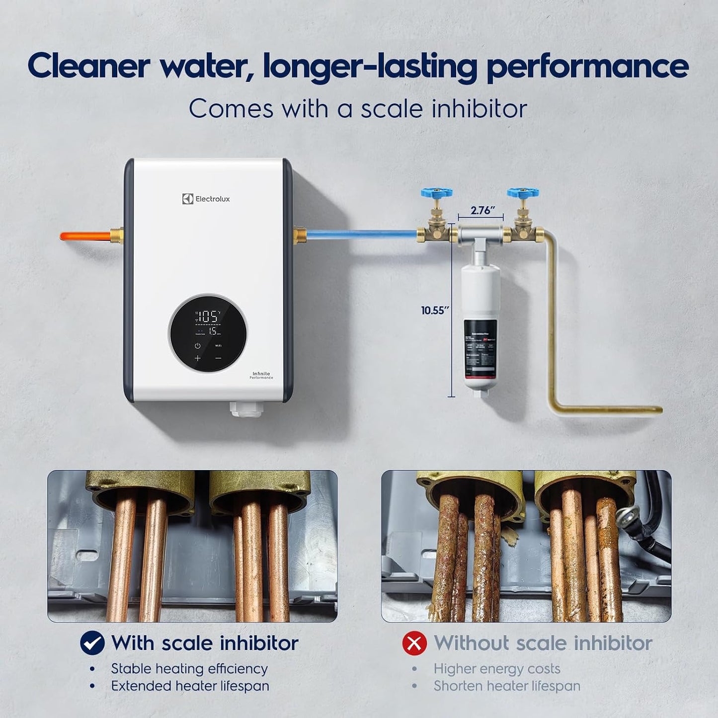 Electrolux 11kW Tankless Electric Water Heater WiFi Alexa 240V 2.59 GPM