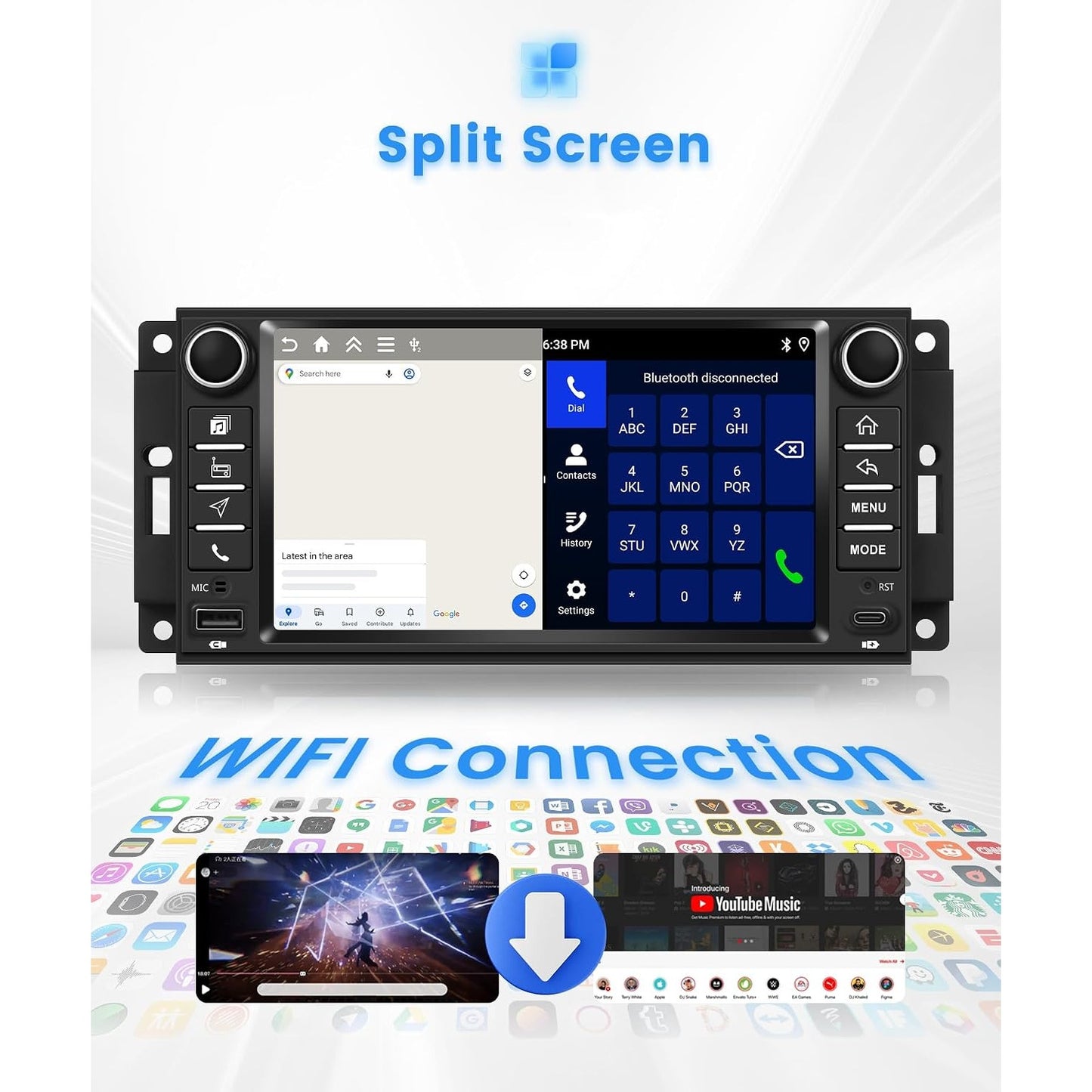 Jeep Wrangler JK 2007-2017 Android Stereo 7" CarPlay Android Auto GPS 4+128G