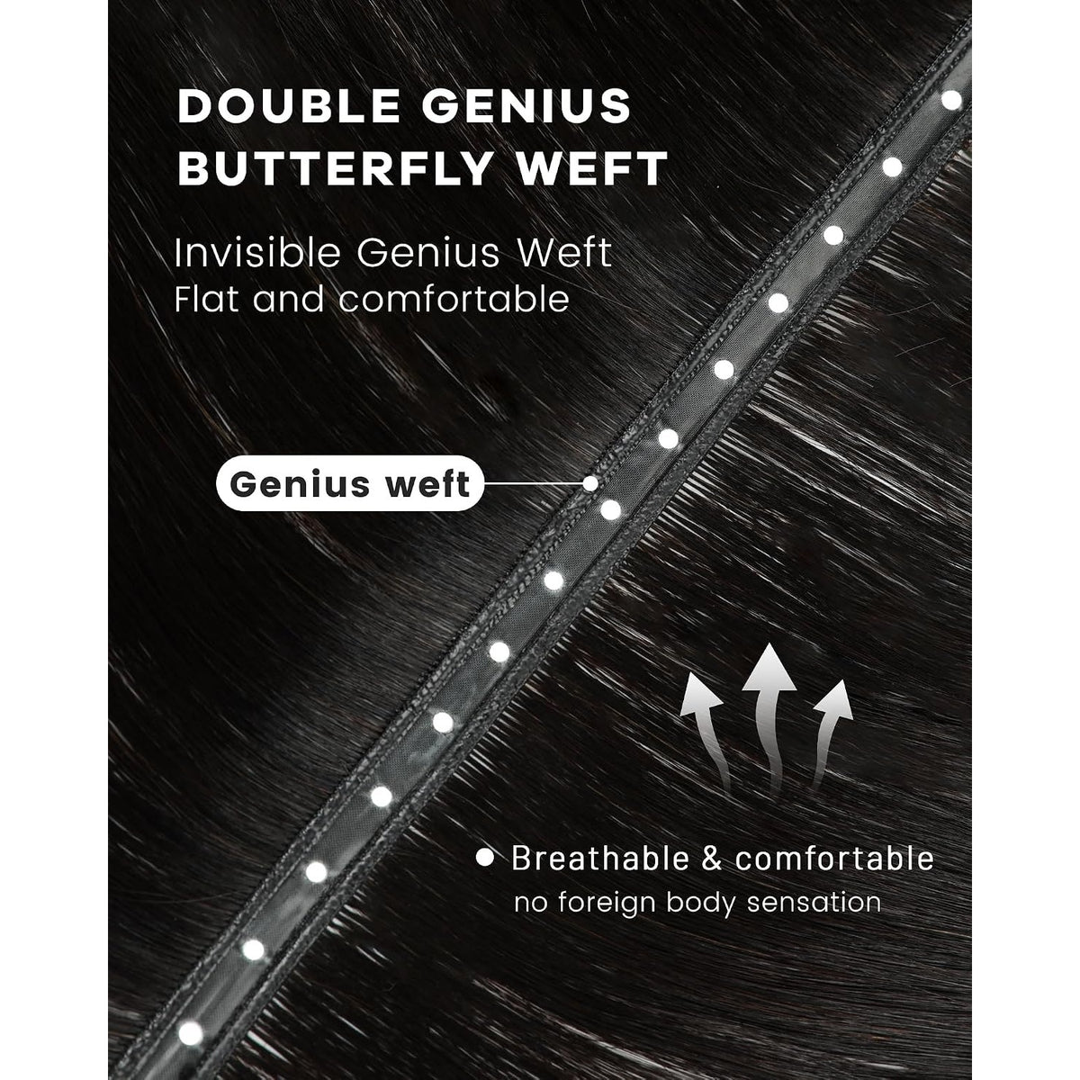 Myralee 22" 120g Butterfly Weft Human Hair Extensions 1B Natural Black