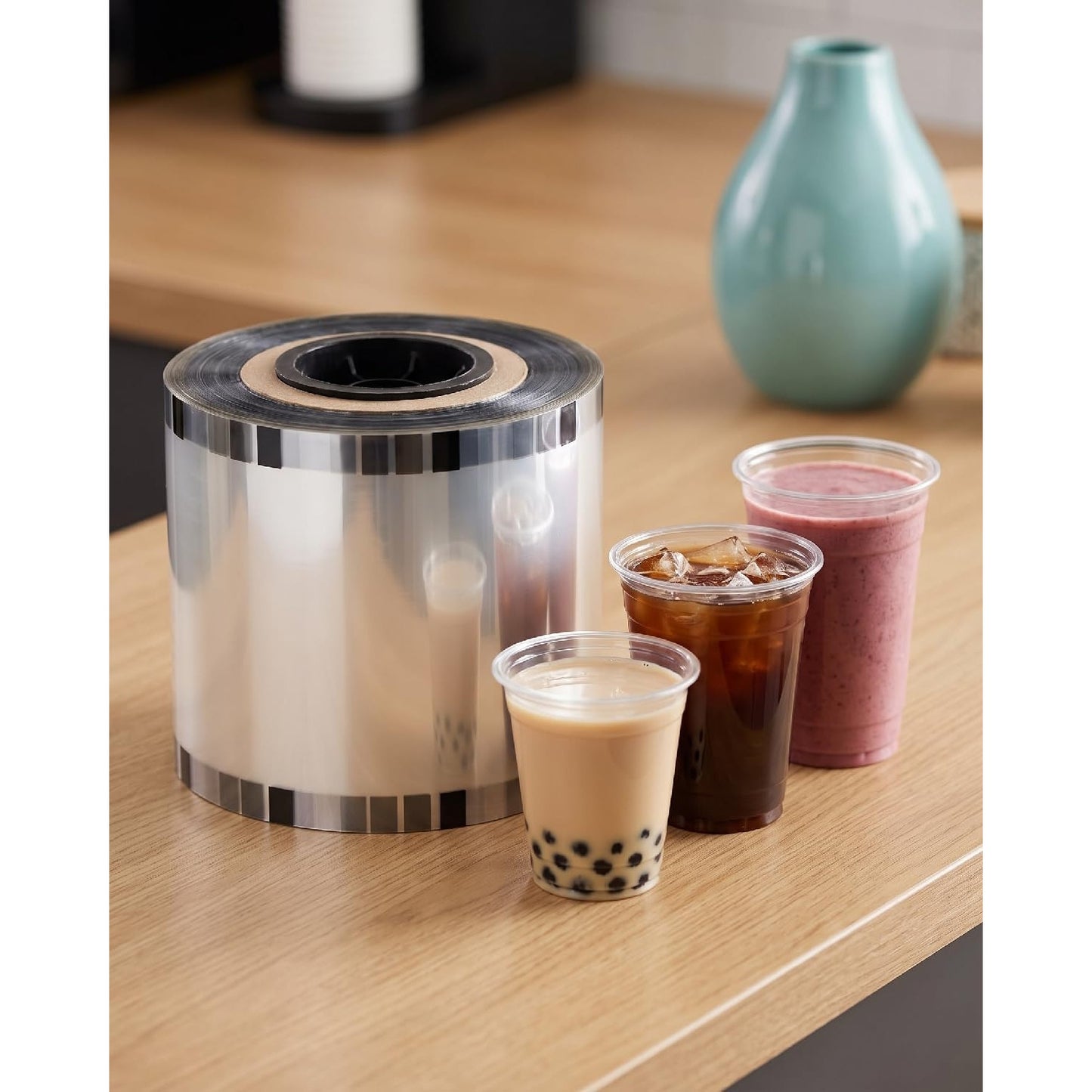 Cup Sealer Film 2000 Cups Clear Roll 90/95/105mm Boba Bubble Tea PP Paper Cups