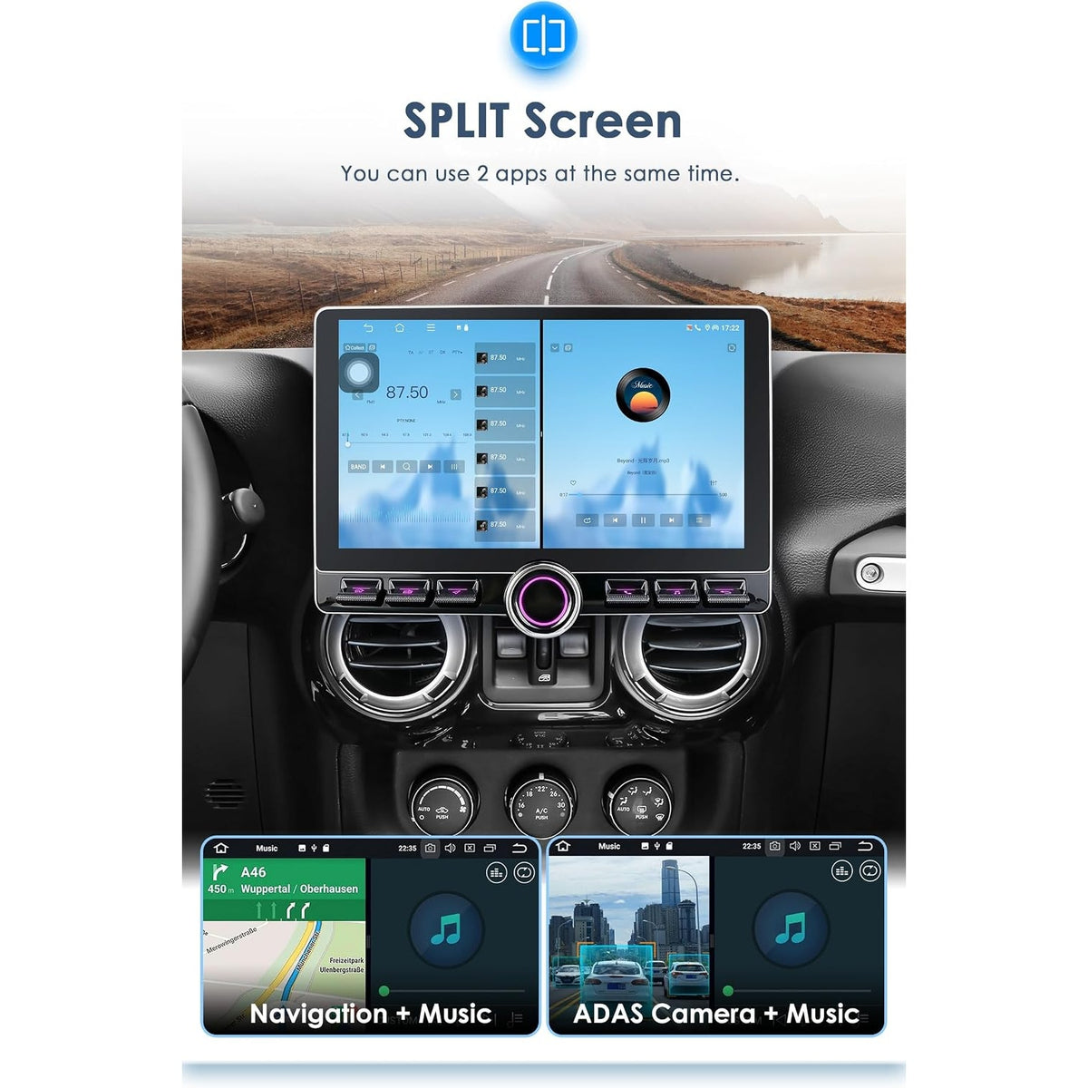 10.1in Android 15 Car Stereo Jeep Wrangler JK 07-18 Dodge Ram 09-12 CarPlay