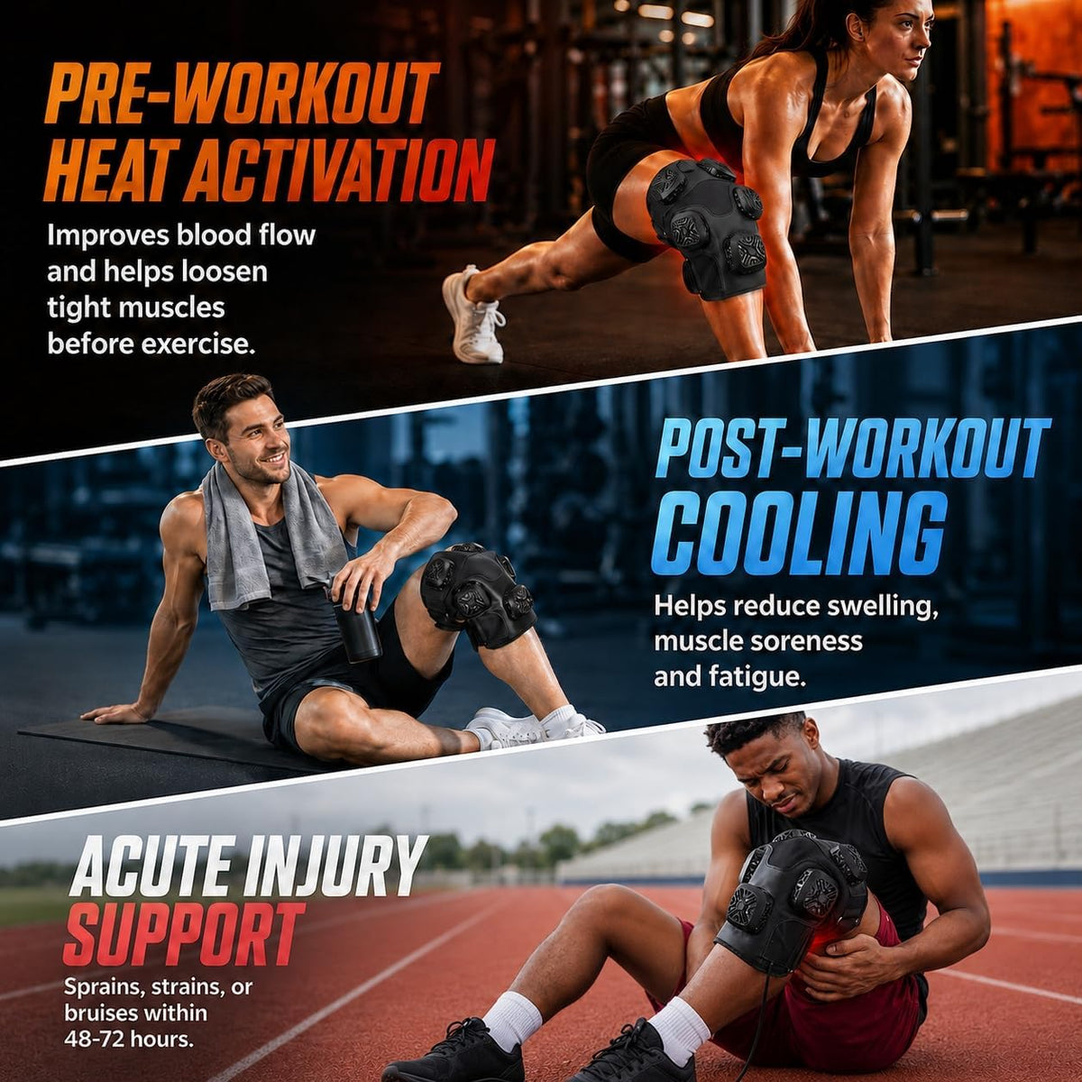 GENERAL ARMOR Knee Heat Cold Therapy Wrap Hot Cold Semiconductor Timer