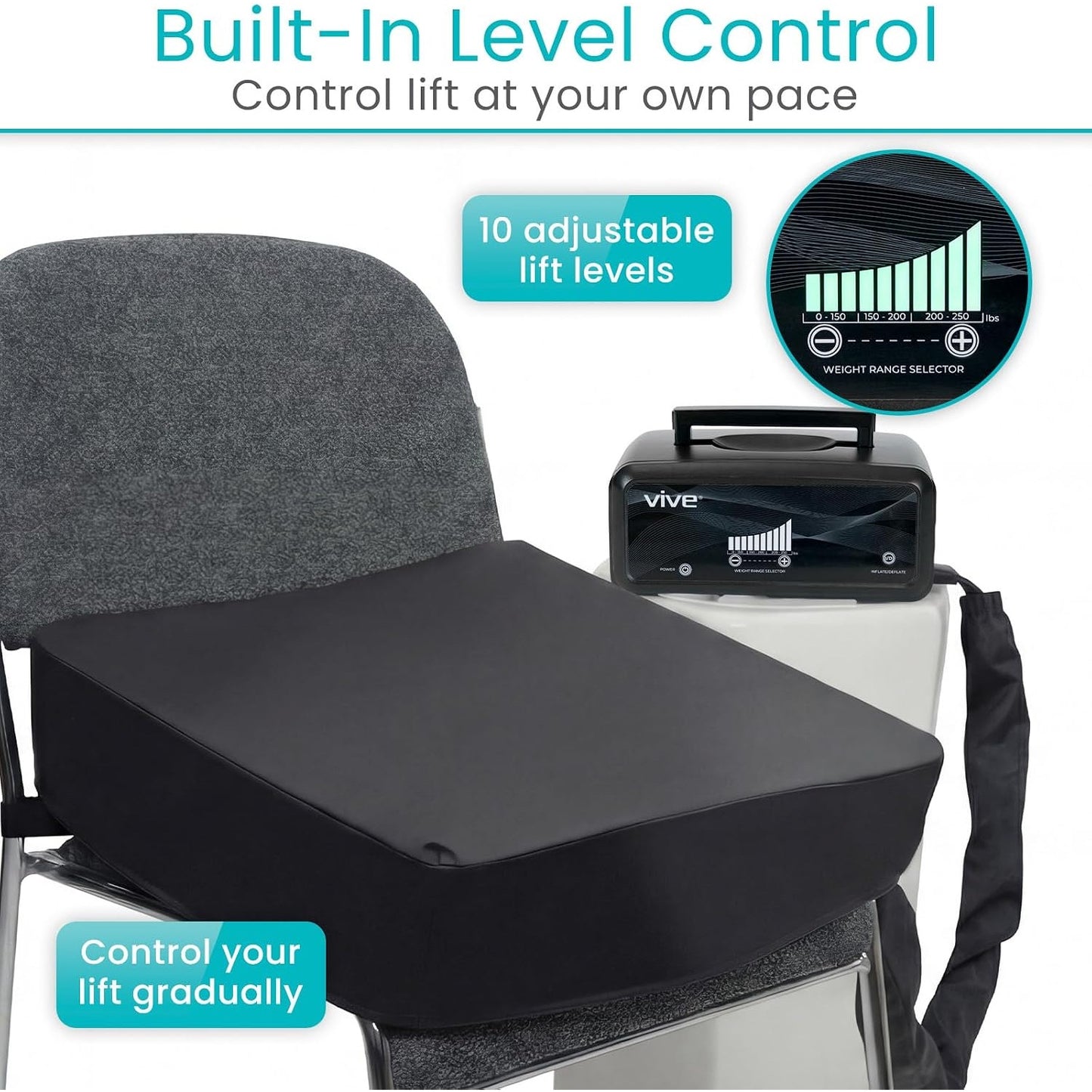 Vive Inflatable Seat Assist Lifting Cushion Remote 220 lb Stand Up Chair Sofa