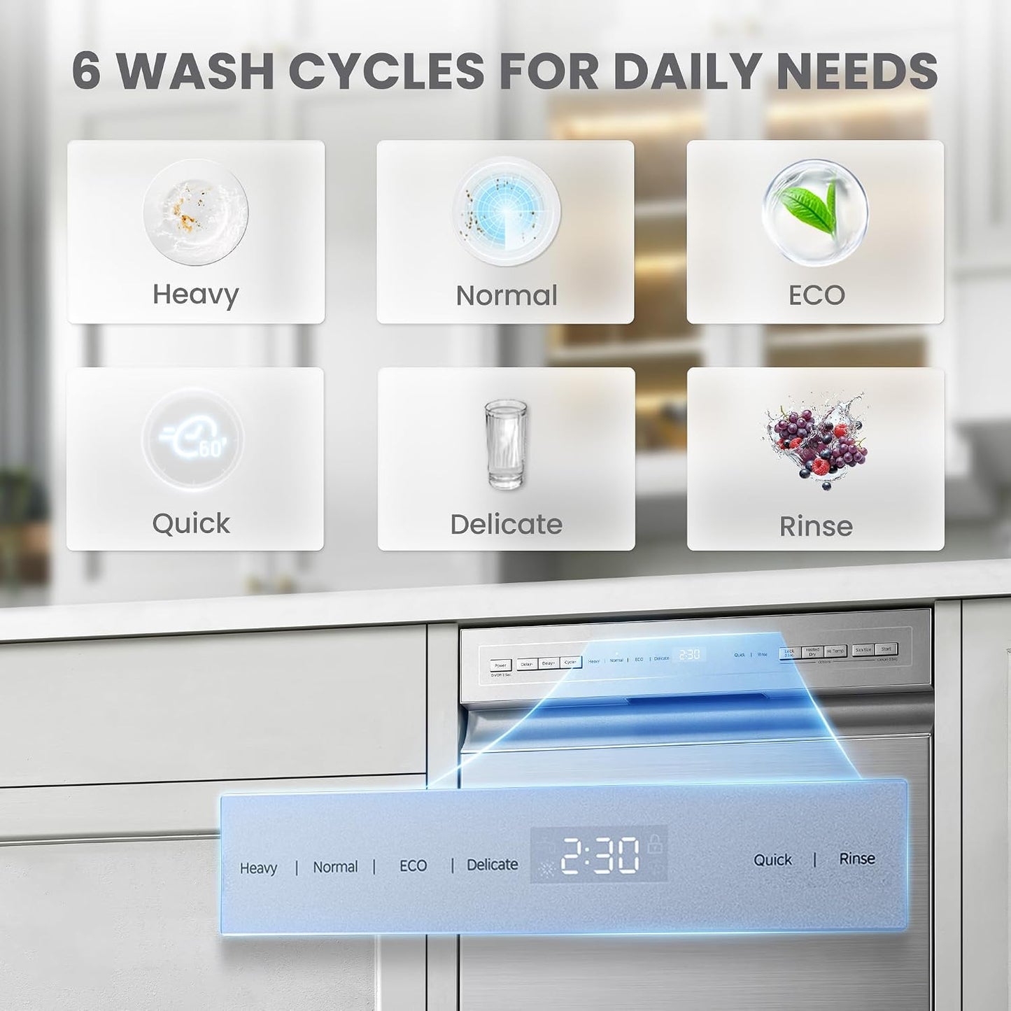 COMFEE 18 Inch Built-In Dishwasher Silver 8 Place Setting Energy Star 52dB