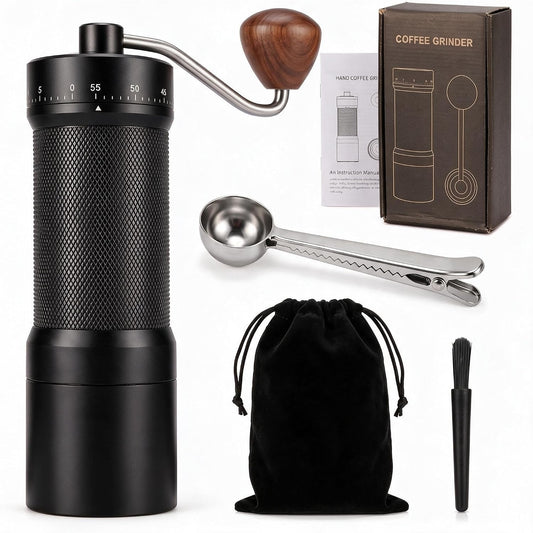 7-Star Burr Manual Coffee Grinder 55-Step Dial All-Metal 0.1mg Click Travel