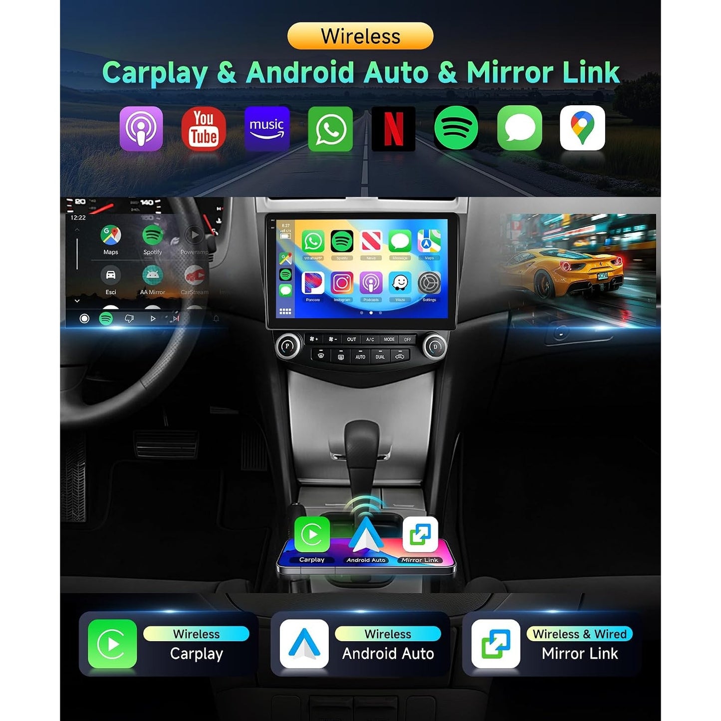 Honda Accord 2003-2007 Android 15 Car Stereo 10.1" CarPlay Android Auto 4+128G