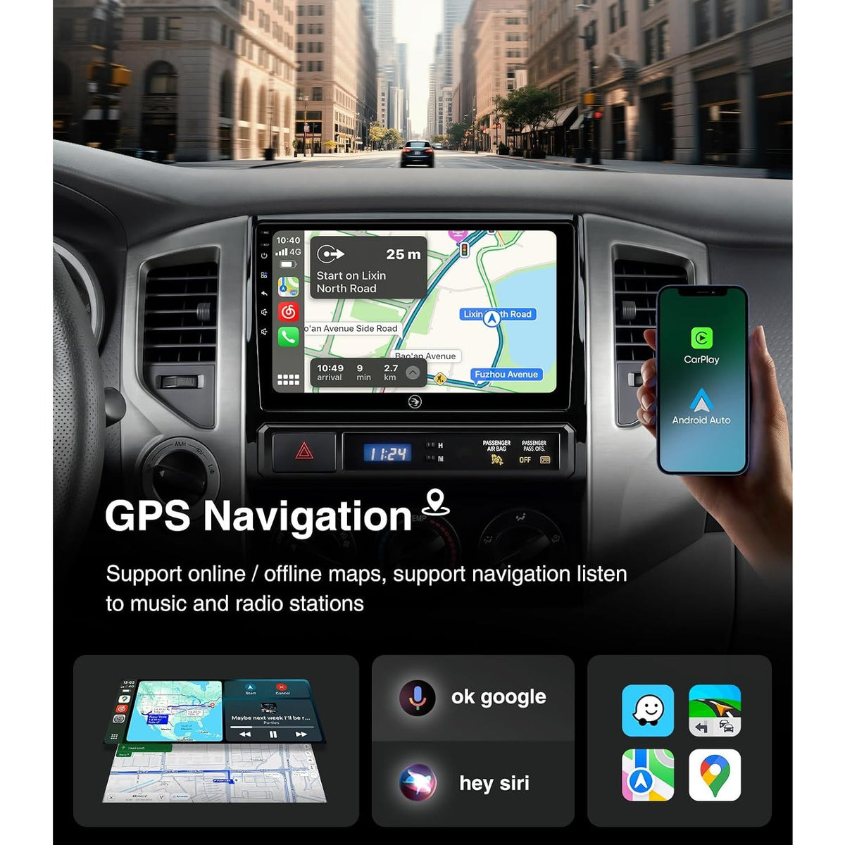 AINAVI 9" QLED Car Stereo Toyota Tacoma 2005-2015 4GB 64GB CarPlay Android