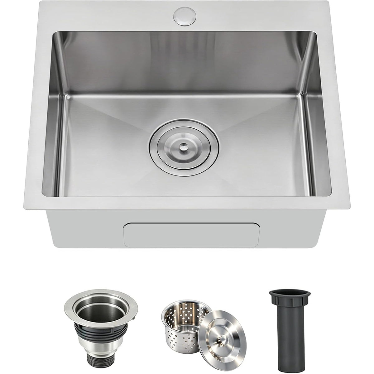 VAPSINT 20x16 Drop In Kitchen Bar Sink 16 Gauge T304 Stainless Brushed Nickel