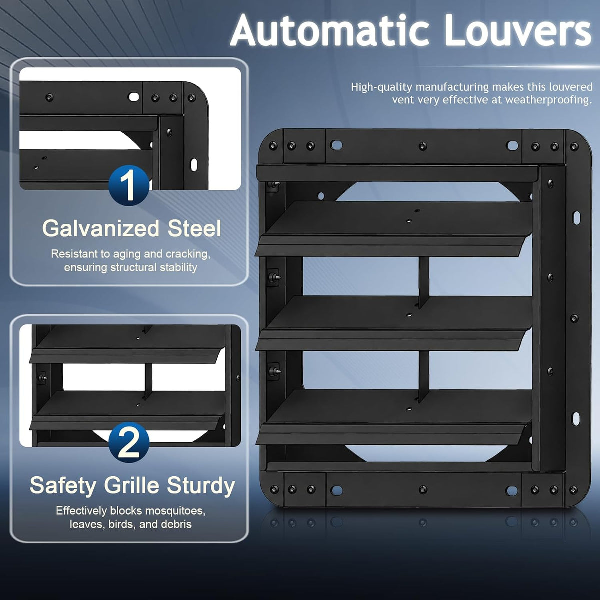 Nylthqelz 10" Automatic Gravity Shutter Louver Vent Galvanized Steel NO MOTOR