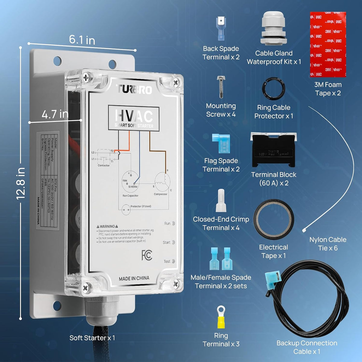 TURBRO S72 Pro Bluetooth Soft Starter 40A HVAC RV AC 7 Ton 84,000 BTU