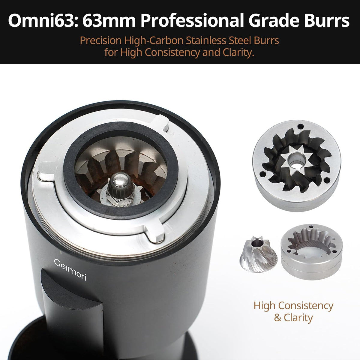 Geimori GU63 63mm Conical Burr Coffee Grinder Single Dose Espresso Pour Over