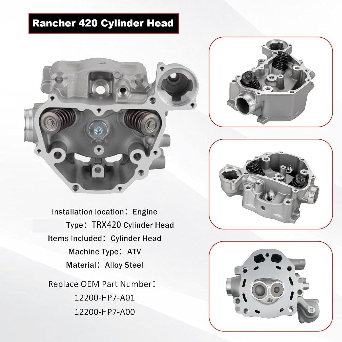 12200-HP7-A01 Cylinder Head Honda Rancher 420 TRX420 Foreman 500 Pioneer 500