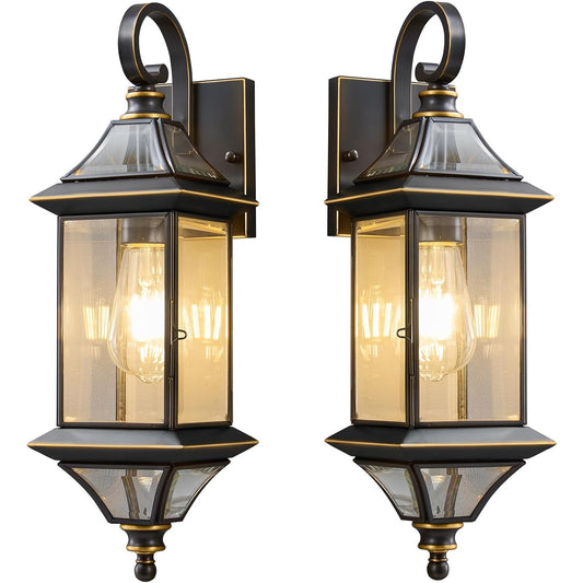 Outdoor Wall Light Fixtures 2 Pack Oil Rubbed Bronze Porch Sconce Waterproof
