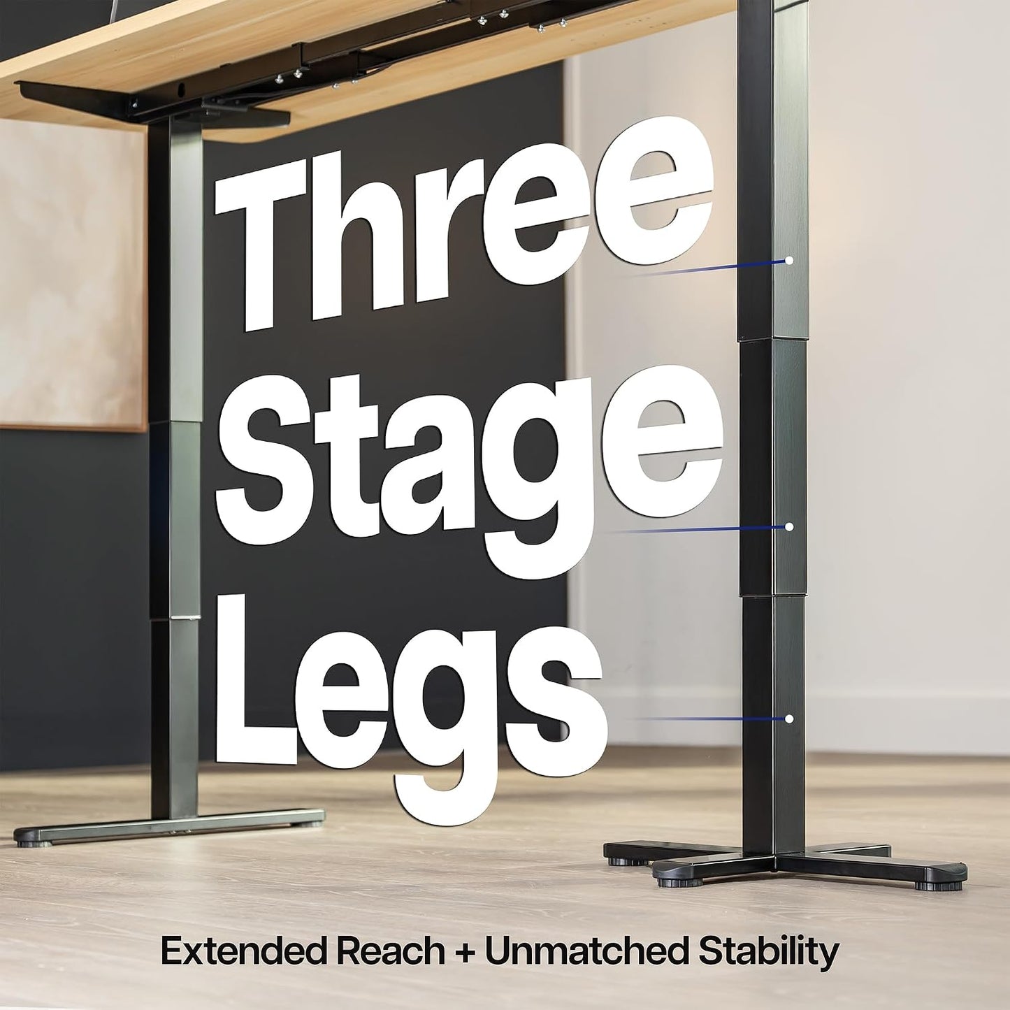 VIVO Electric Triple Motor 3 Leg L Shape Standing Desk Frame Only DESK-E-300B (TableTop, NOT Included)