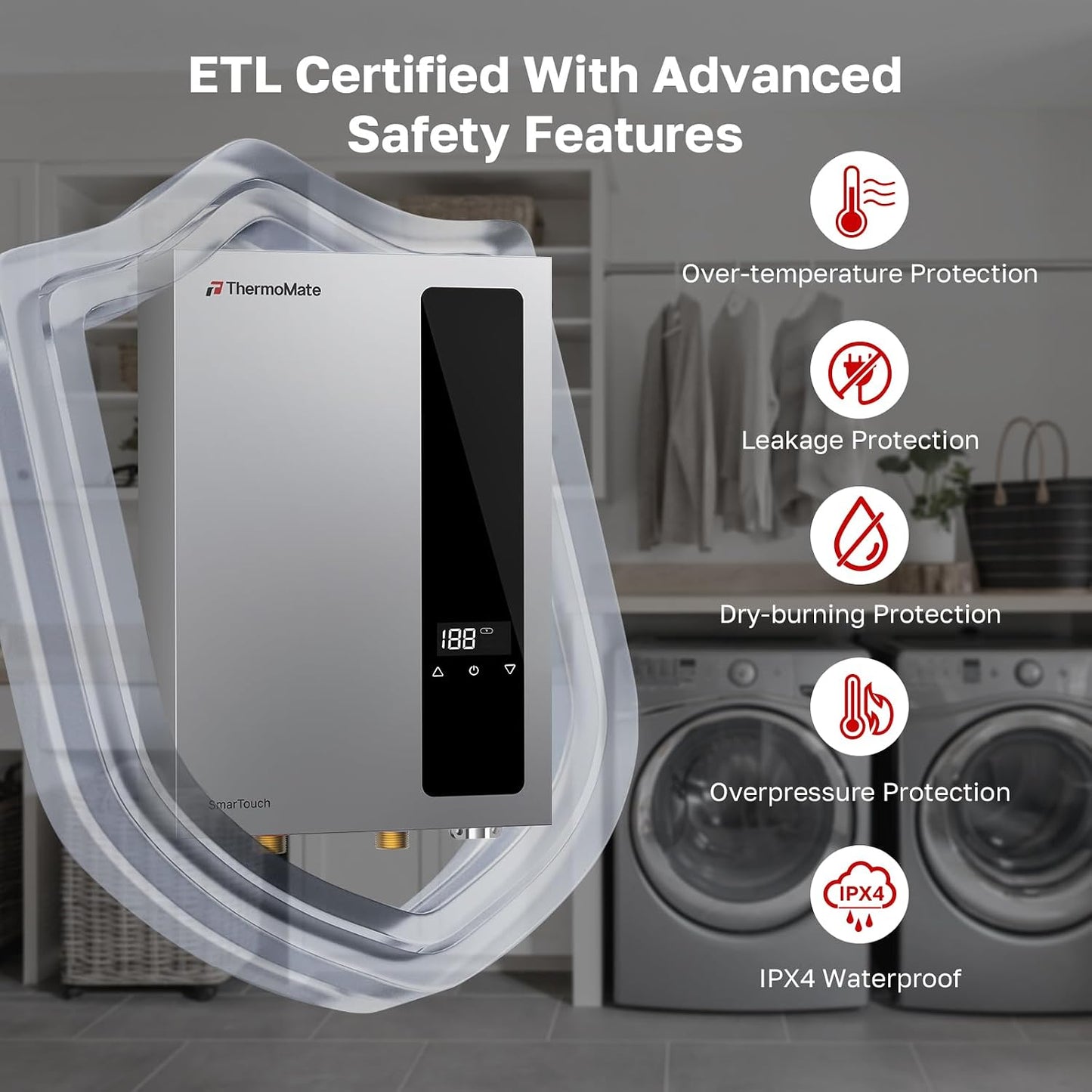 ThermoMate 14kW Tankless Electric Water Heater 240V Instant Hot Water ETL