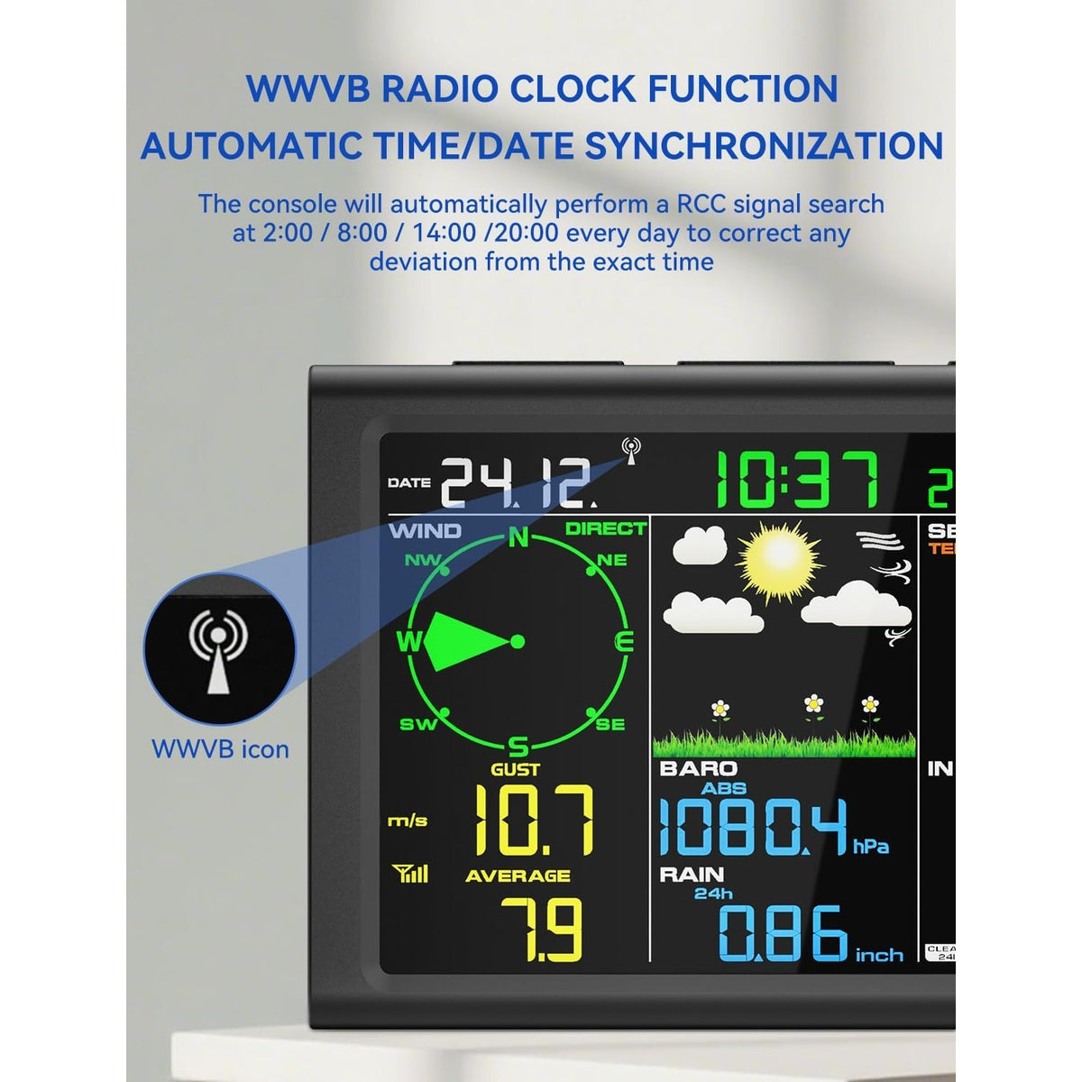 AIRAIN TECH A6 10-in-1 Wireless Weather Station Dual Display Rain Wind, no WiFi