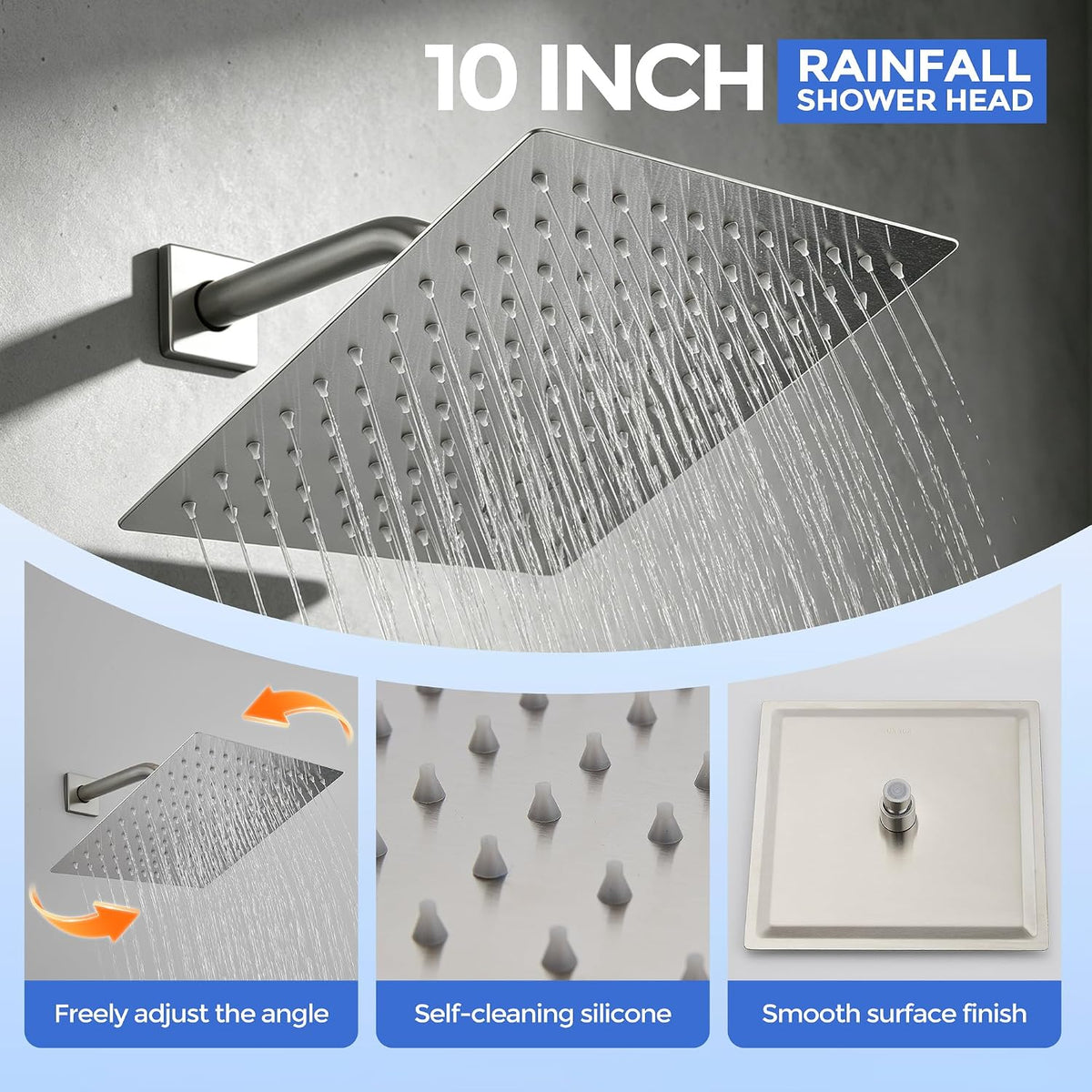 10" Rainfall Shower System Waterfall Tub Spout Handheld Spray Single Handle