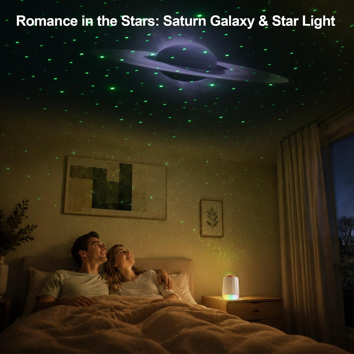 White Noise Sound Machine Galaxy Projector 21 Sounds Bluetooth RGB Night Light