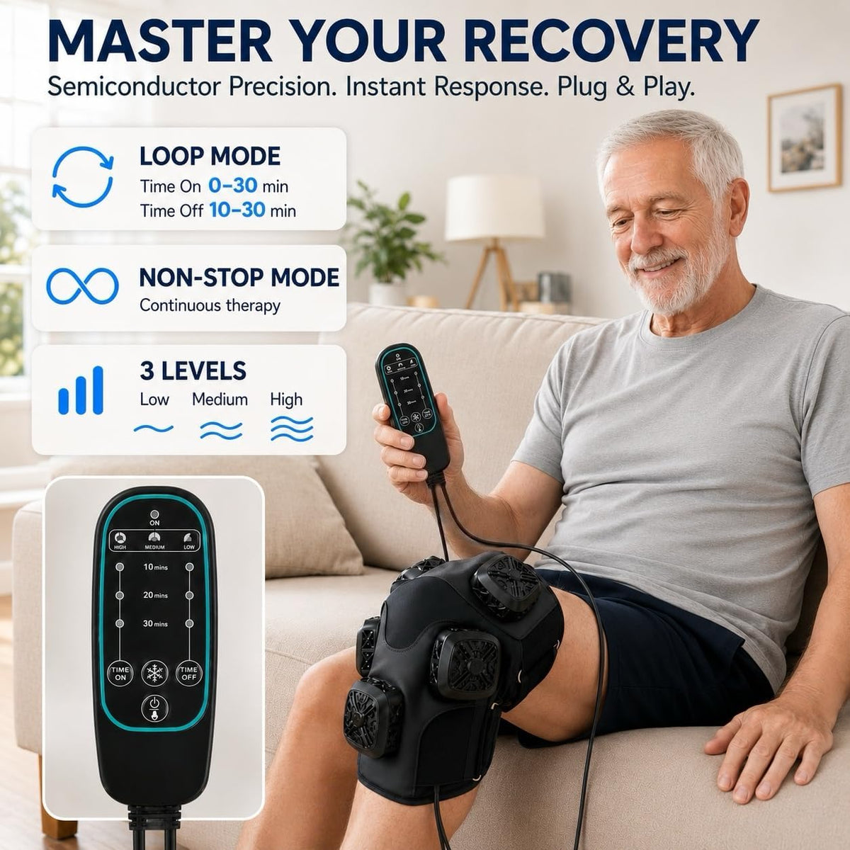 GENERAL ARMOR Knee Heat Cold Therapy Wrap Hot Cold Semiconductor Timer