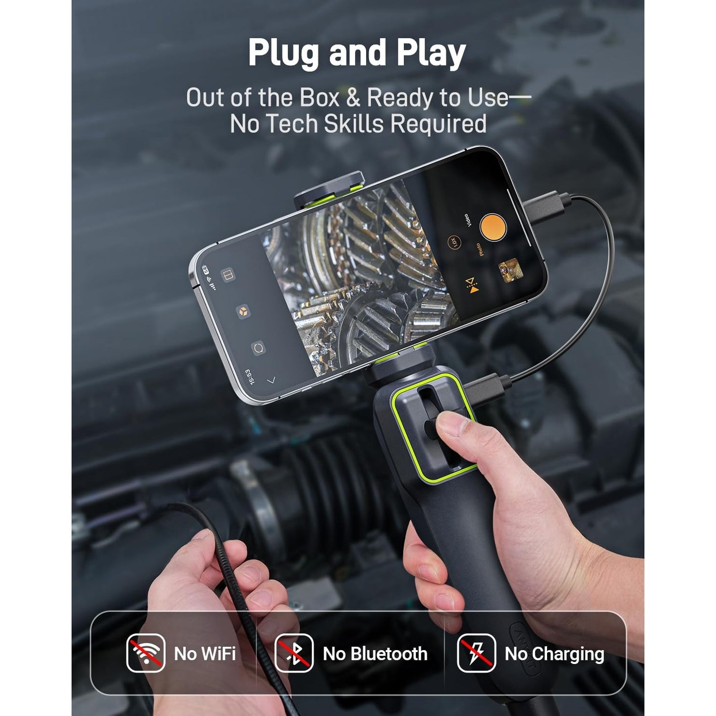 Anykit Articulating Borescope 210 Two-Way 5.5mm Probe 5FT for iPhone Android