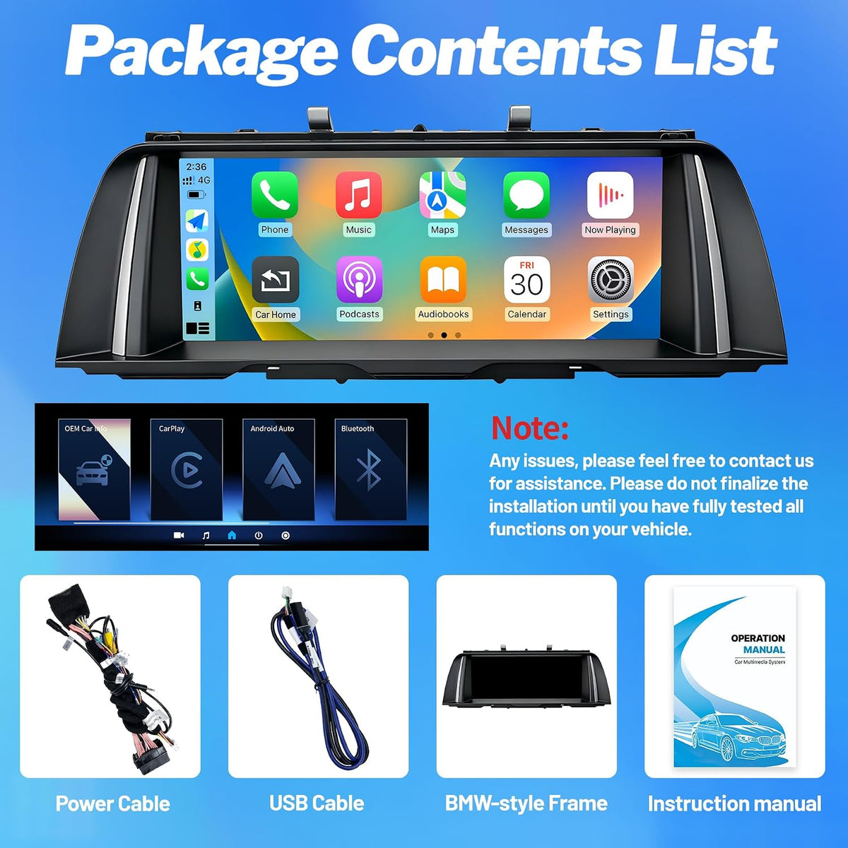 HMYC 10.25" Linux Car Stereo BMW 5 Series F10 F11 NBT CarPlay Android Auto