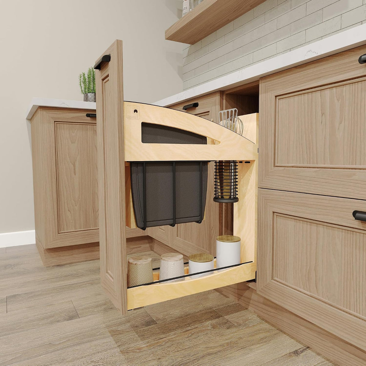 Rev-A-Shelf 448KBCC 9" Cabinet Knife Block Pullout Soft-Close Maple Organizer