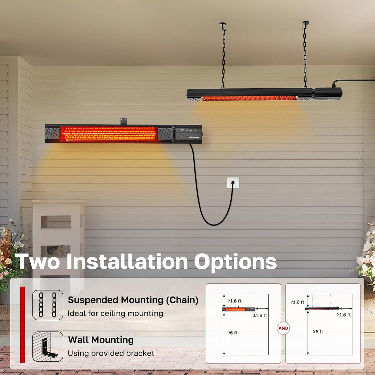 ThermoMate 1500W Patio Heater 120V Infrared Carbon Fiber Remote Wall Ceiling