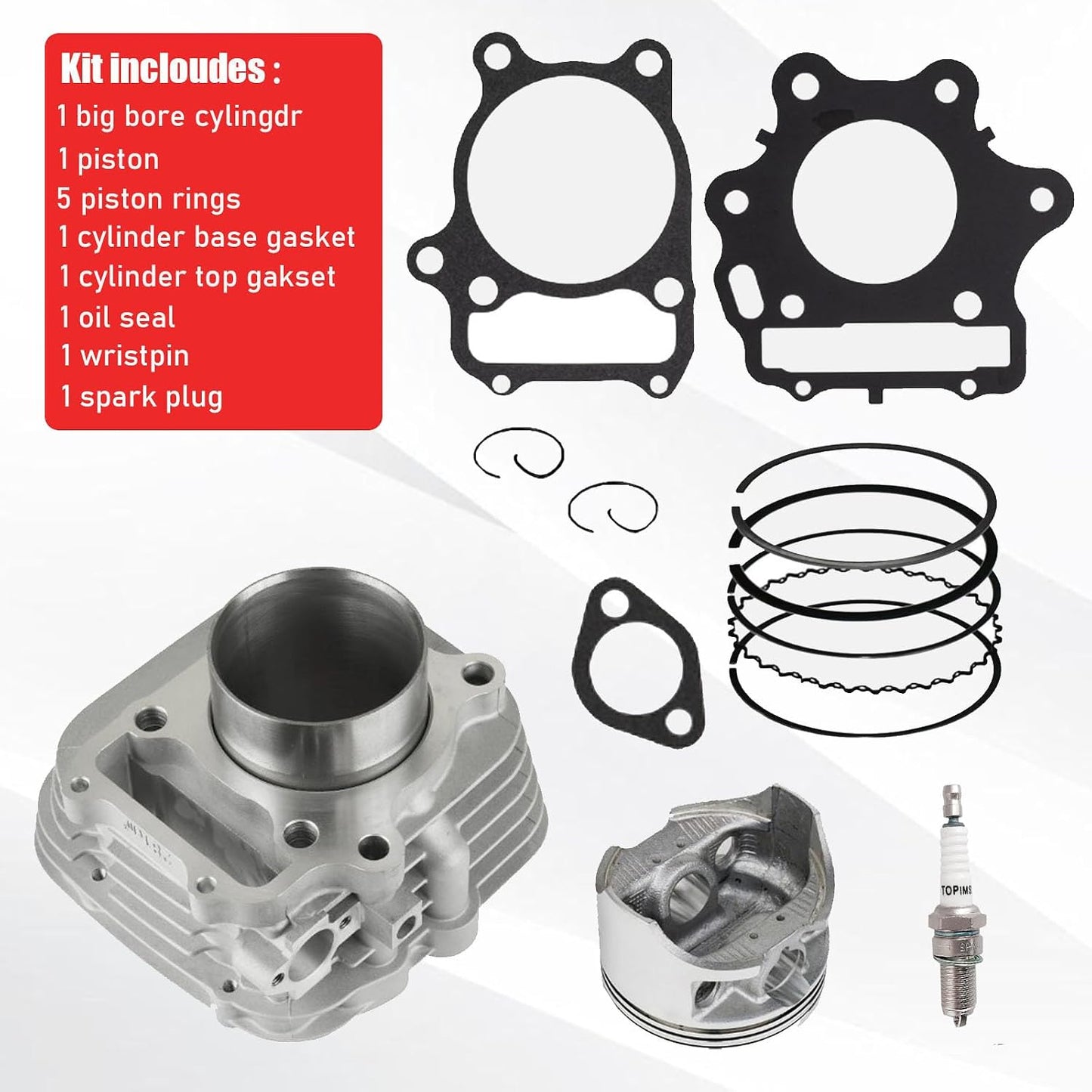 80mm 330cc Big Bore Cylinder Piston Kit Honda TRX300EX 1993-2008 12100-HM3-L00