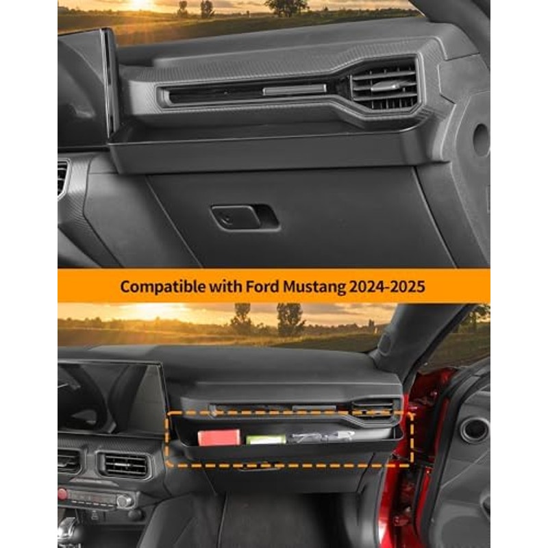 Hoolcar Co-Pilot Armrest Grab Tray Storage Organizer for 2024-2025 Ford Mustang