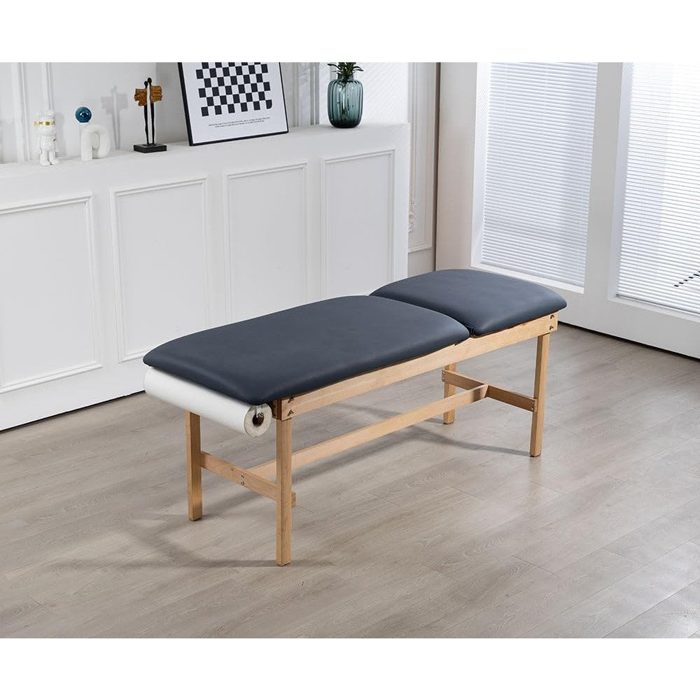Wooden Medical Exam Table, Navy Blue Adjustable Backrest Paper Holder 27.5"