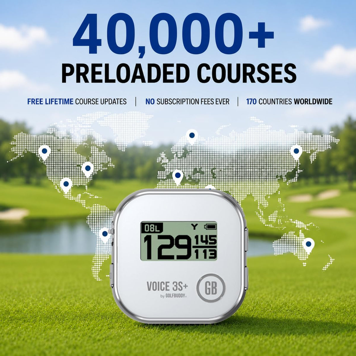 GOLFBUDDY Voice 3S+ Golf GPS Rangefinder Gray 40K Courses Slope Voice 18HR