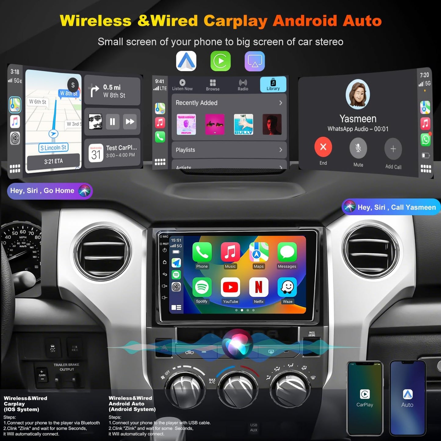 Toyota Tundra 2014-2021 Android Car Stereo 9" CarPlay Android Auto GPS 4+64G