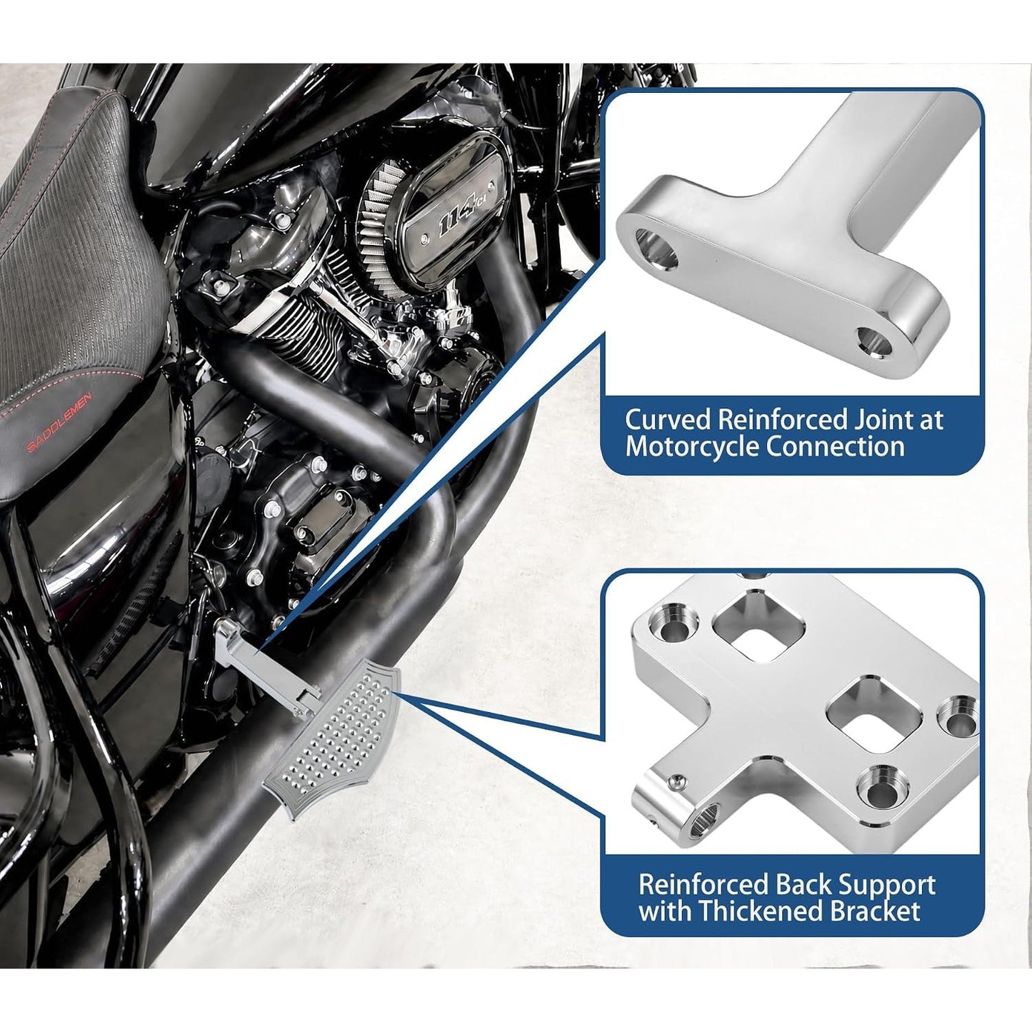 Rear Passenger Mini Floorboards Male Mount Harley Touring, Softail, Dyna