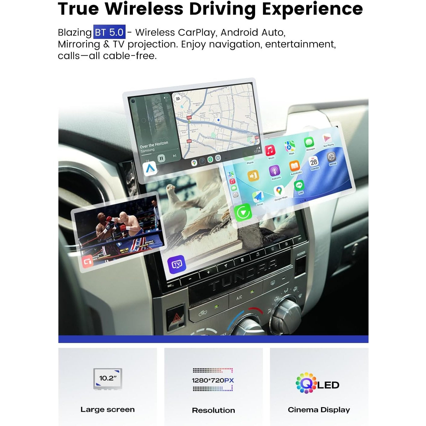 Dasaita 10.2" Head Unit Toyota Tundra 2014-2021 Android 13 CarPlay JBL QLED