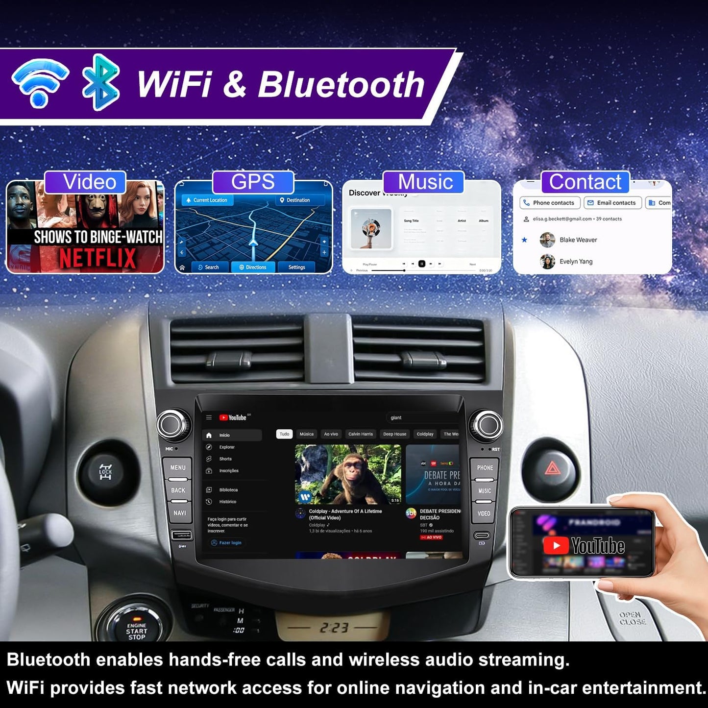 8" Car Stereo for Toyota RAV4 2006-2012 Wireless CarPlay Android Auto GPS 5G WiFi