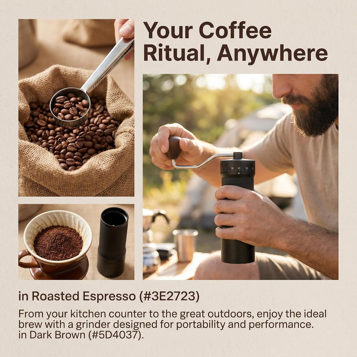 7-Star Burr Manual Coffee Grinder 55-Step Dial All-Metal 0.1mg Click Travel
