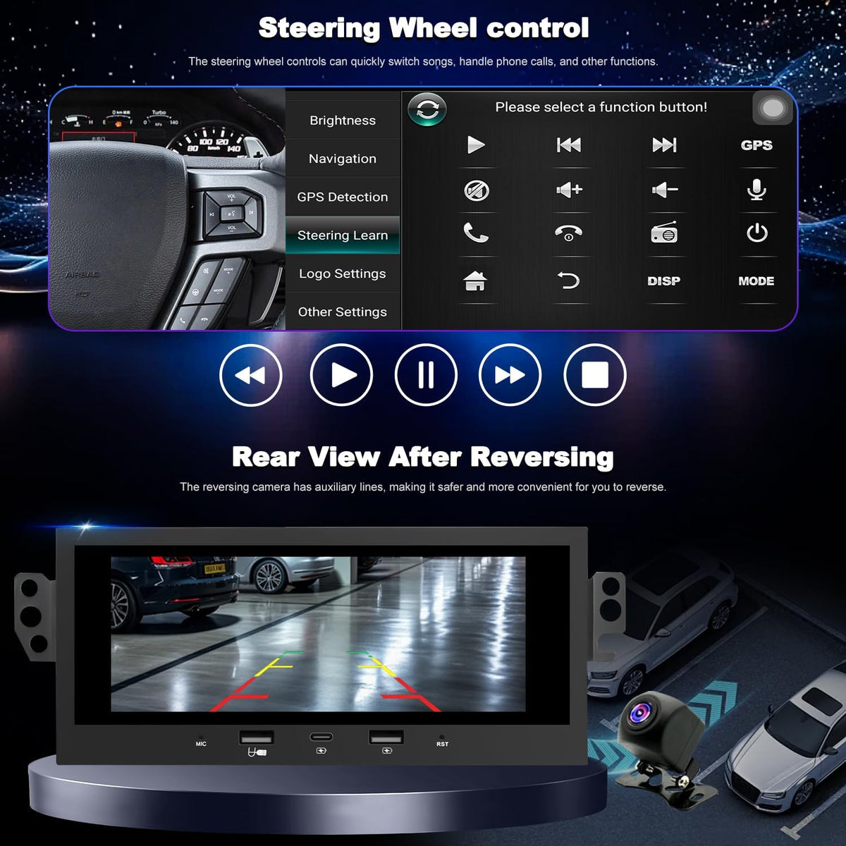 6.8in Car Stereo for Chevy Camaro Malibu Impala Blazer S10 CarPlay Android Auto
