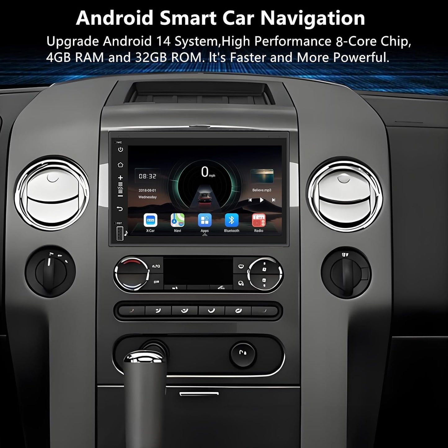 Android 14 Radio Ford F150 2004-2008 7in Touchscreen CarPlay GPS 4GB 32GB