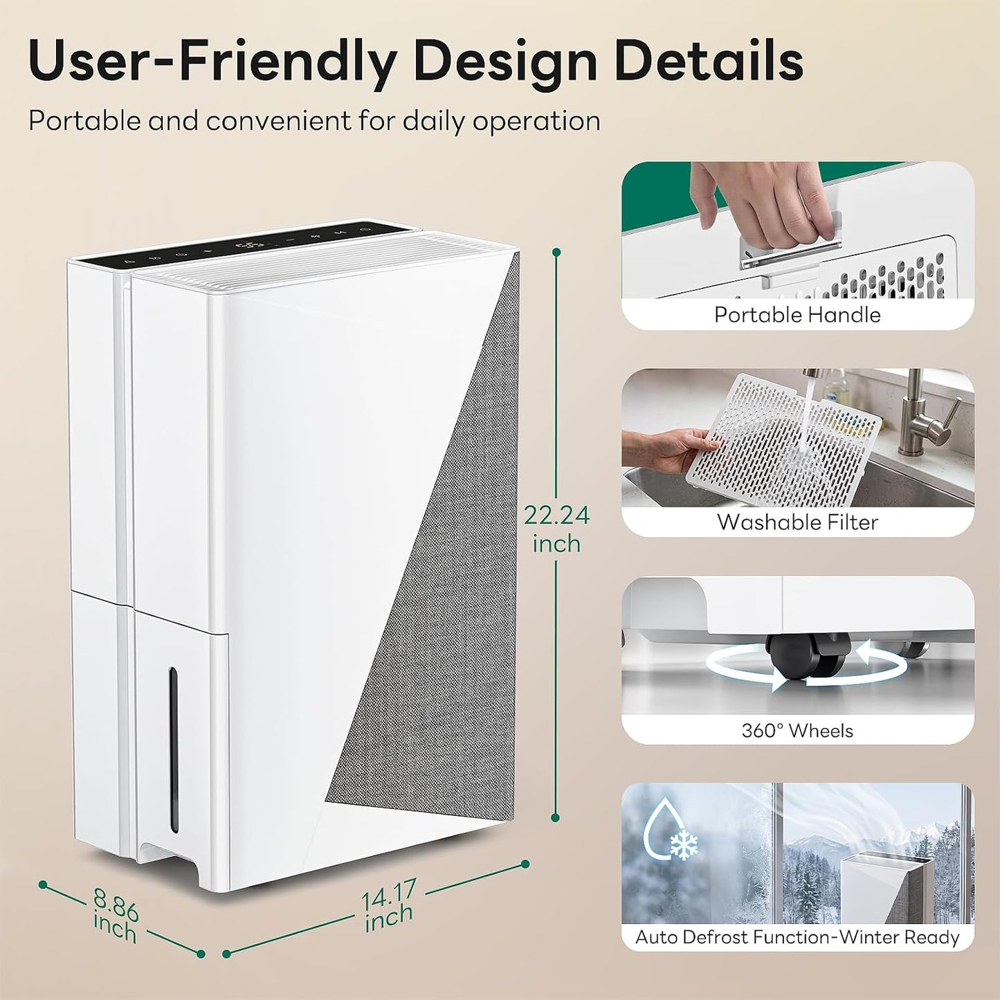 ZAFRO 80 Pint Dehumidifier 4500 Sq Ft Basement Home Energy Star with Drain Hose