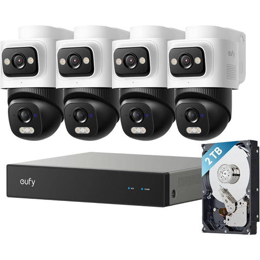 eufy E50 4-Cam 4K PoE NVR Security System 2TB Dual-Lens PTZ 360