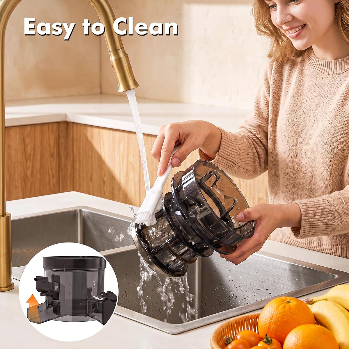 5ive 300W Cold Press Juicer 6.1" Wide Chute Juice Sorbet Nut Milk 1.2L