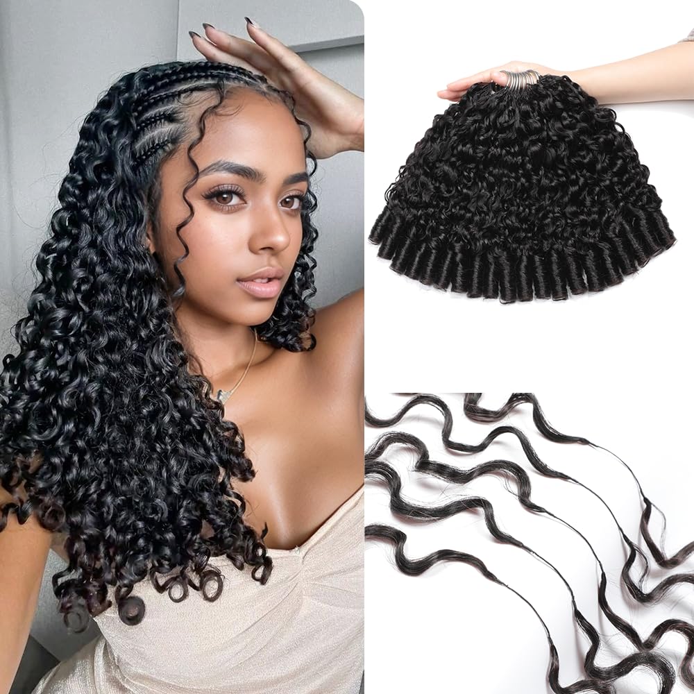 MORGENSTAR 300G 16" Burmese Curly Human Hair Crochet 1B Pre-Separated
