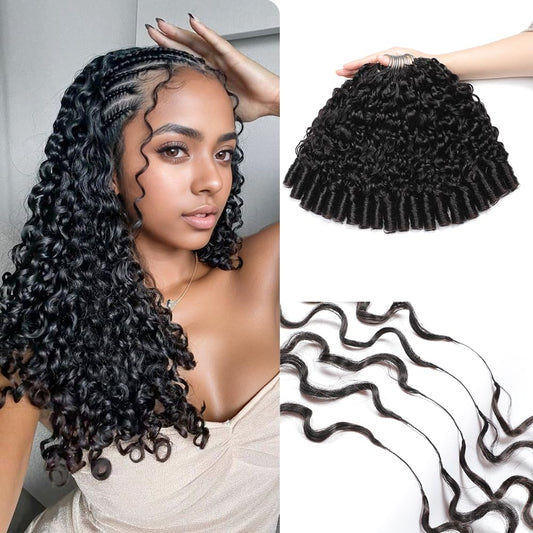 MORGENSTAR 300G 16" Burmese Curly Human Hair Crochet 1B Pre-Separated