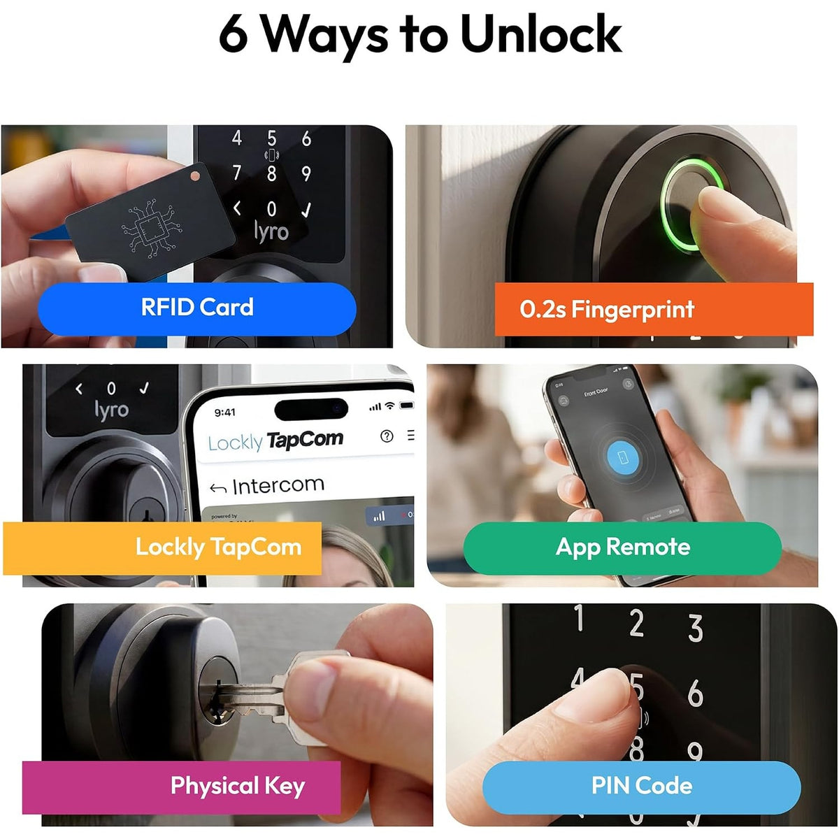 Lyro by Lockly Lasta Smart Lock Wi-Fi Fingerprint Keypad Deadbolt Keyless Entry